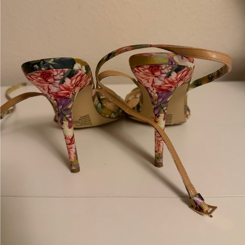 Express Floral Pointed Toe Strappy Rhinestone Heeled Sandals Size 8 - Picture 7 of 9